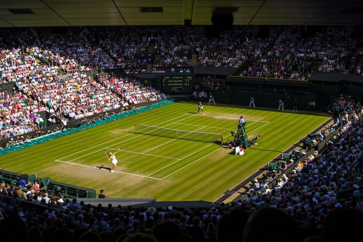Centre Court at Wimbledon during a match