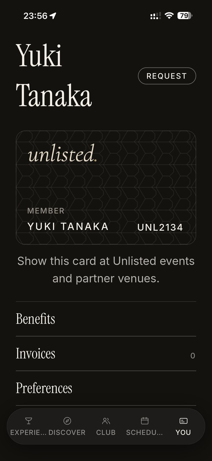 Unlisted app: member card